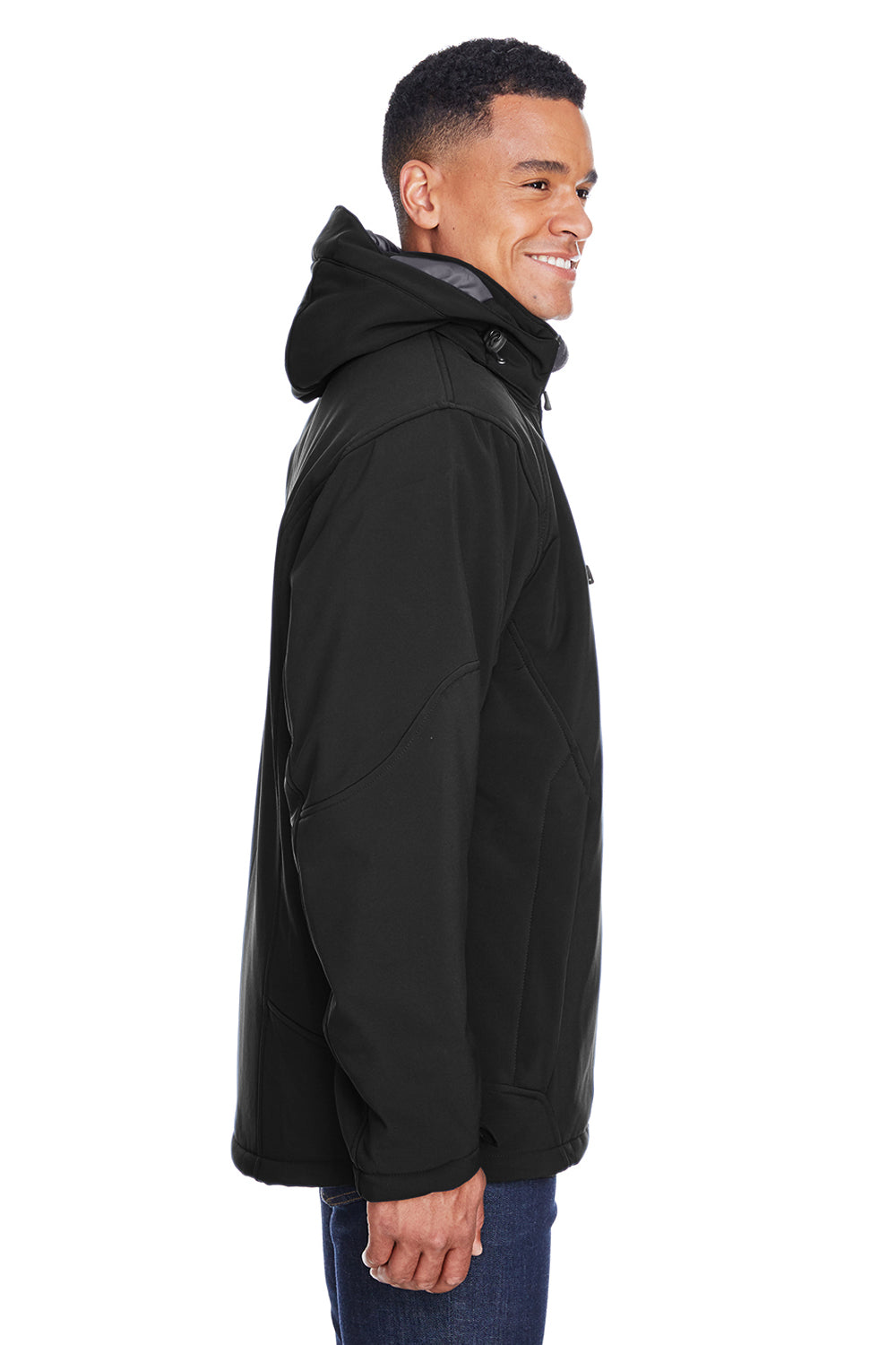 North End 88159 Mens Glacier Water Resistant Full Zip Hooded Jacket Black Side