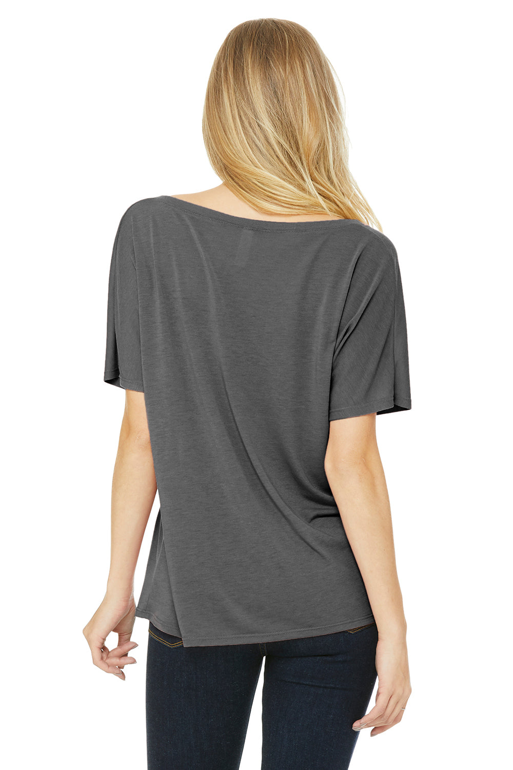Bella + Canvas 8815 Womens Slouchy Short Sleeve V-Neck T-Shirt Grey Triblend Back
