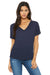 Bella + Canvas 8815 Womens Slouchy Short Sleeve V-Neck T-Shirt Midnight Blue Front