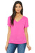 Bella + Canvas 8815 Womens Slouchy Short Sleeve V-Neck T-Shirt Berry Pink Front