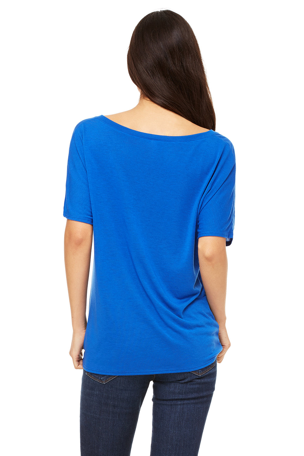 Bella + Canvas 8815 Womens Slouchy Short Sleeve V-Neck T-Shirt Royal Blue Back