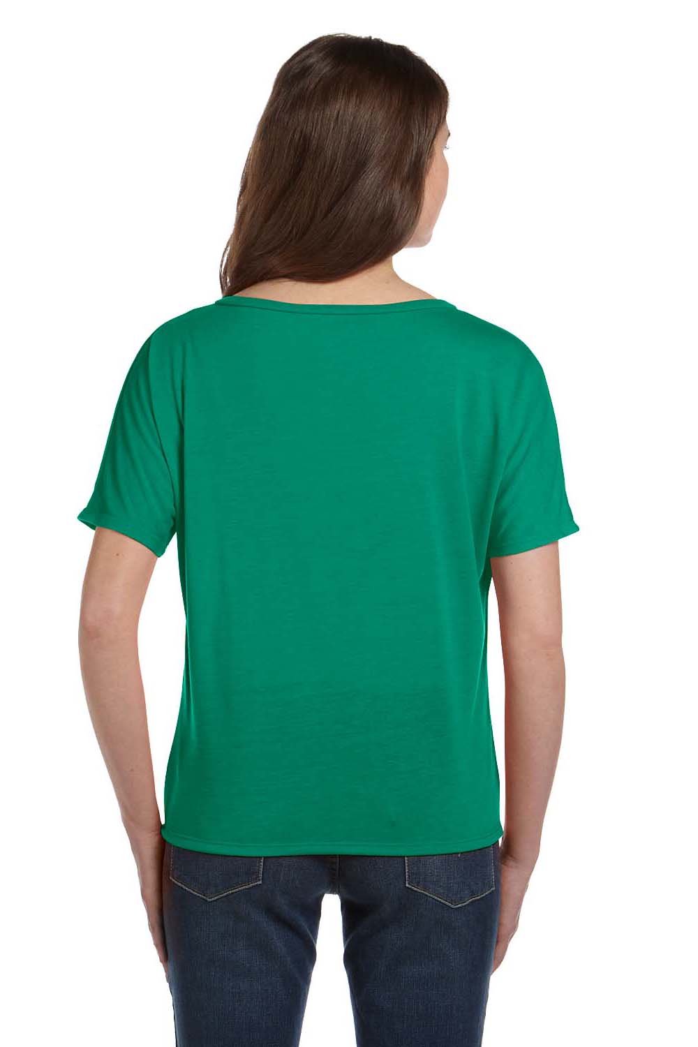 Bella + Canvas 8815 Womens Slouchy Short Sleeve V-Neck T-Shirt Kelly Green Back