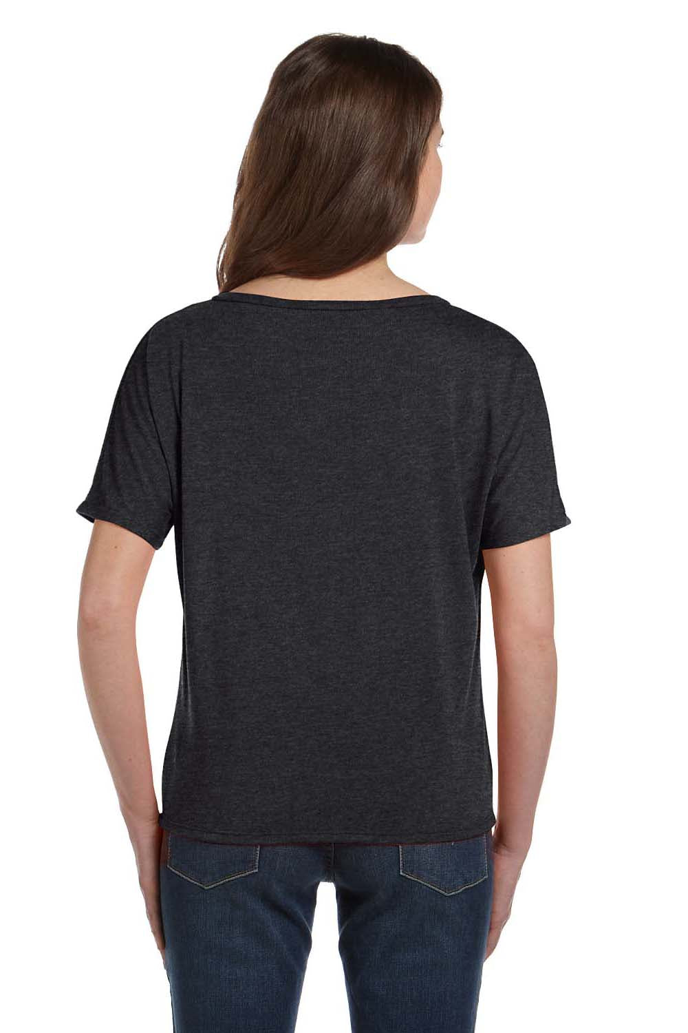 Bella + Canvas 8815 Womens Slouchy Short Sleeve V-Neck T-Shirt Heather Dark Grey Back