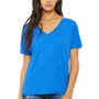 Bella + Canvas Womens Slouchy Short Sleeve V-Neck T-Shirt - True Royal Blue Triblend - Closeout