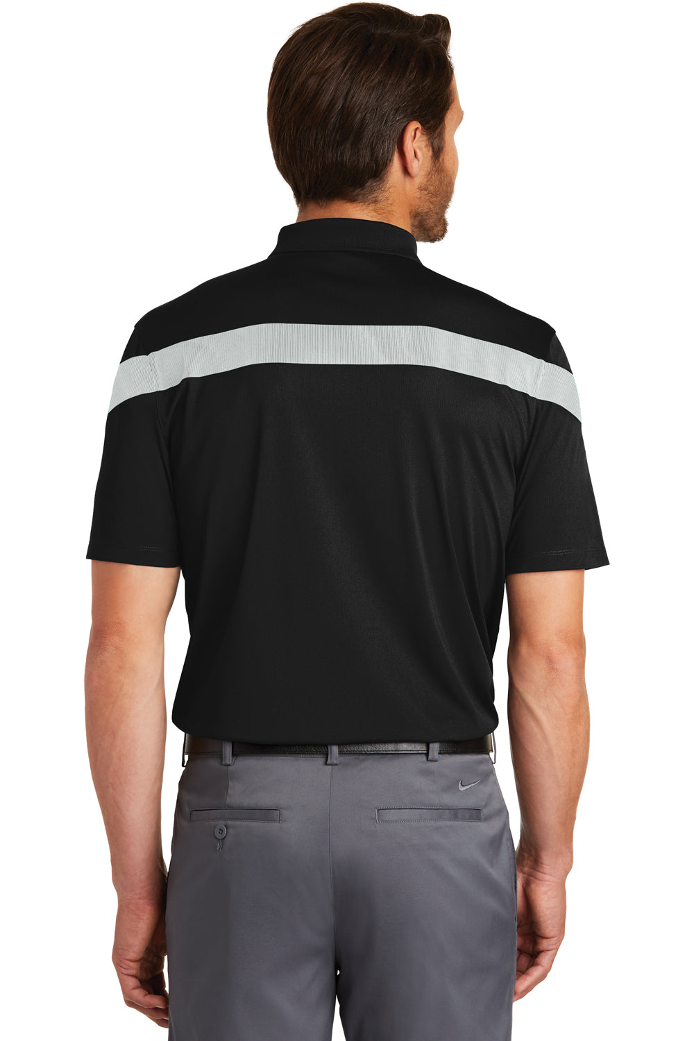 Nike 881657 Mens Commander Dri-Fit Moisture Wicking Short Sleeve Polo Shirt Black/Wolf Grey Back