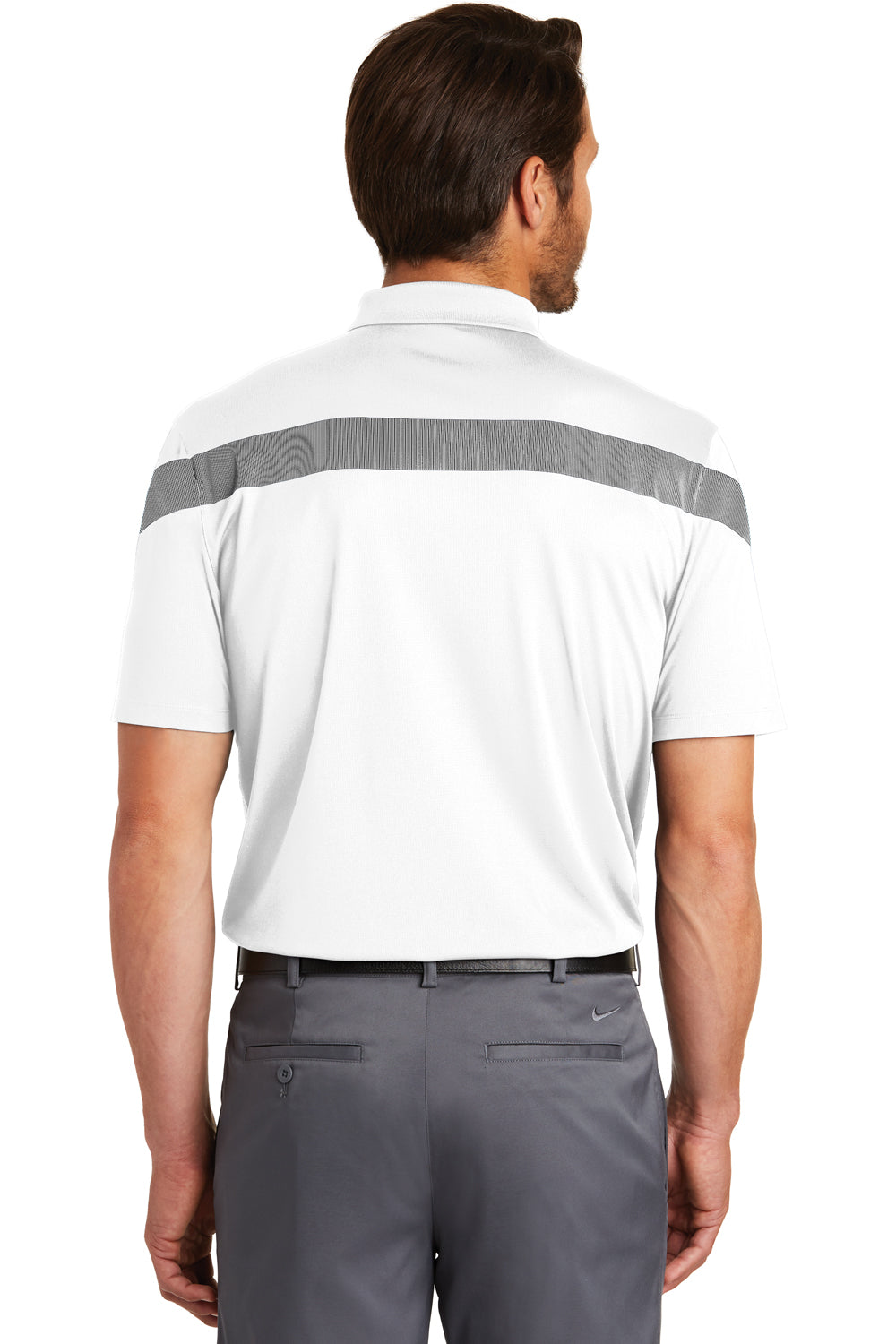 Nike 881657 Mens Commander Dri-Fit Moisture Wicking Short Sleeve Polo Shirt White/Black Back