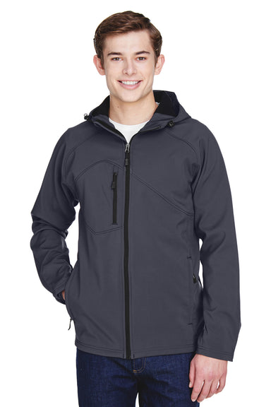North End 88166 Mens Prospect Water Resistant Full Zip Hooded Jacket Fossil Grey Front