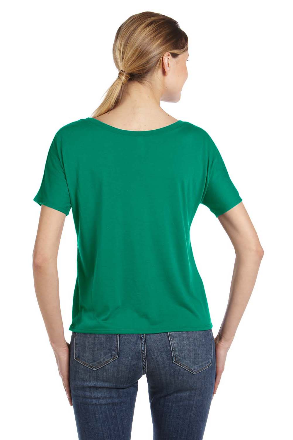 Bella + Canvas 8816 Womens Slouchy Short Sleeve Wide Neck T-Shirt Kelly Green Back