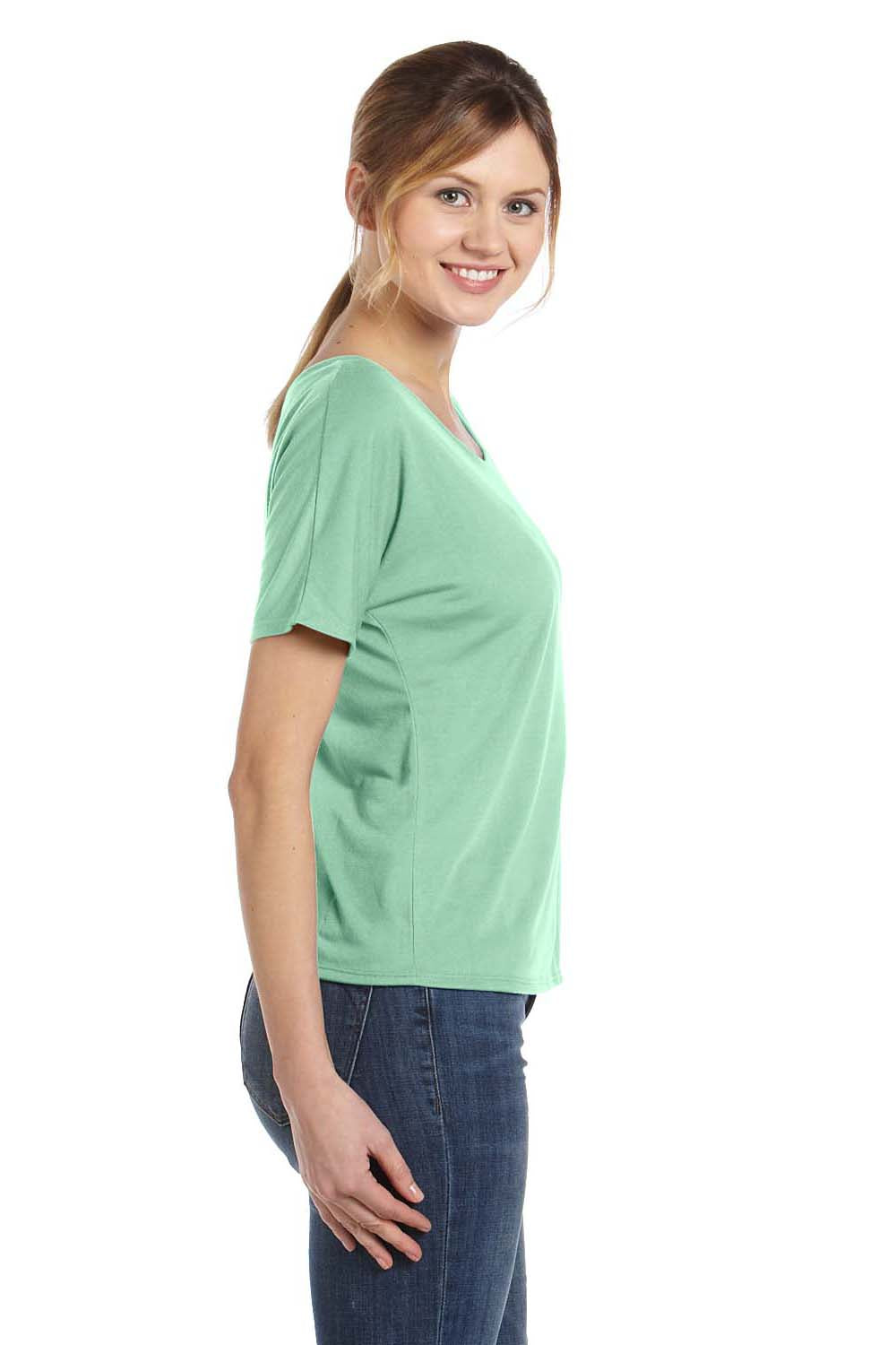 Bella + Canvas 8816 Womens Slouchy Short Sleeve Wide Neck T-Shirt Mint Green Side