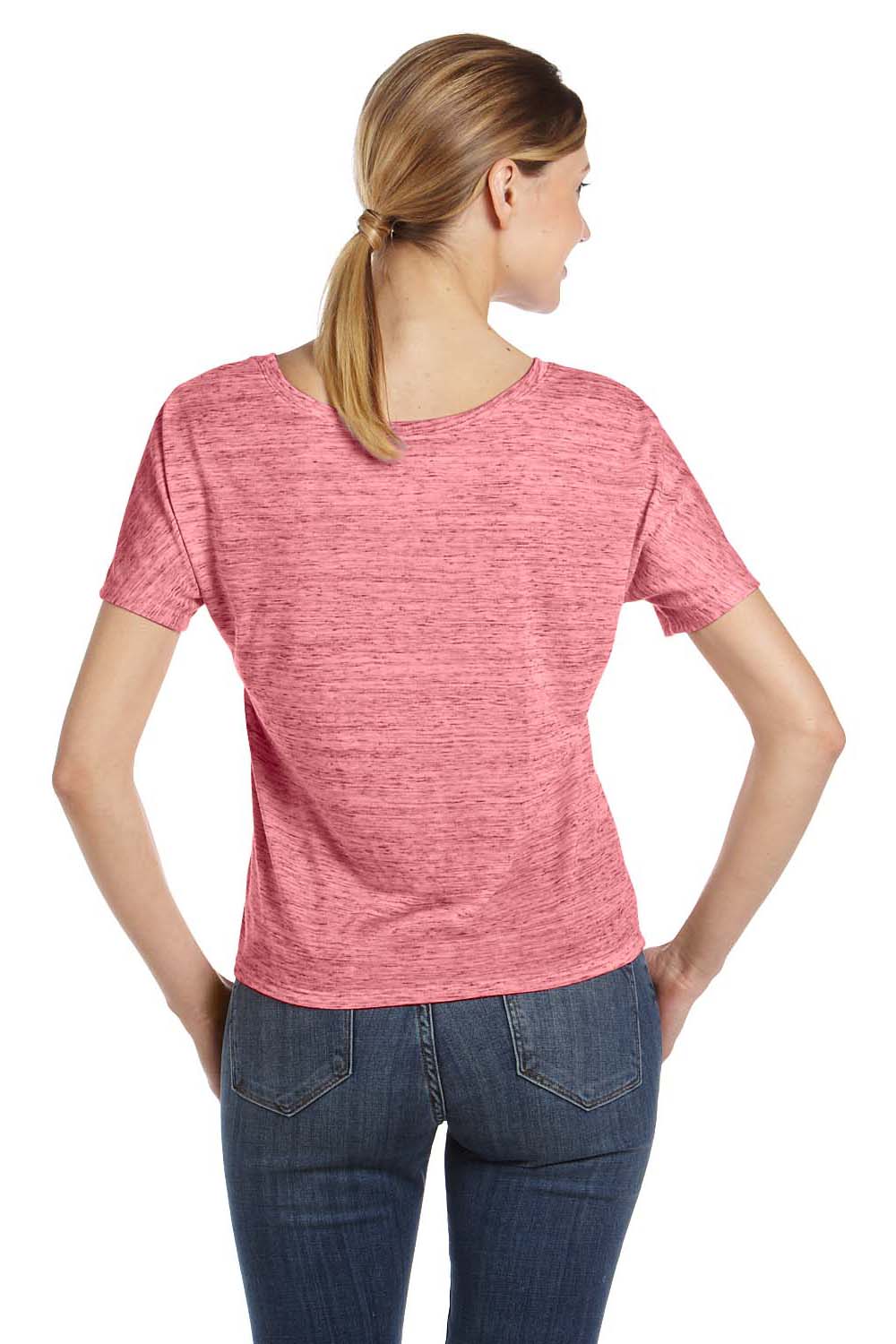 Bella + Canvas 8816 Womens Slouchy Short Sleeve Wide Neck T-Shirt Red Marble Back