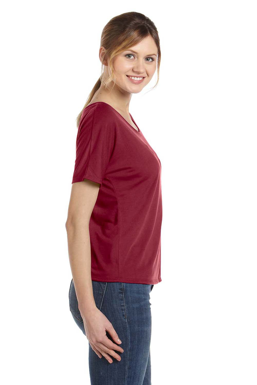 Bella + Canvas 8816 Womens Slouchy Short Sleeve Wide Neck T-Shirt Maroon Marble Side