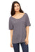 Bella + Canvas 8816 Womens Slouchy Short Sleeve Wide Neck T-Shirt Asphalt Grey Slub Front
