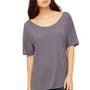 Bella + Canvas Womens Slouchy Short Sleeve Wide Neck T-Shirt - Asphalt Grey Slub