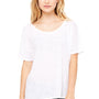 Bella + Canvas Womens Slouchy Short Sleeve Wide Neck T-Shirt - White Slub