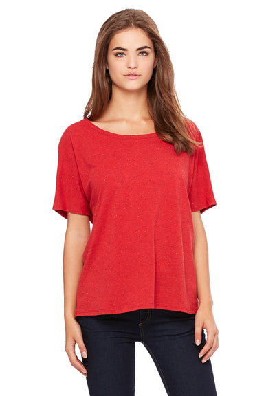 Bella + Canvas 8816 Womens Slouchy Short Sleeve Wide Neck T-Shirt Red Speckled Front