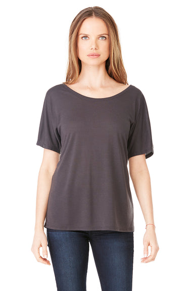 Bella + Canvas 8816 Womens Slouchy Short Sleeve Wide Neck T-Shirt Dark Grey Front