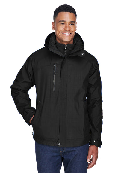 North End 88178 Mens Caprice 3-in-1 Full Zip Hooded Jacket Black Front