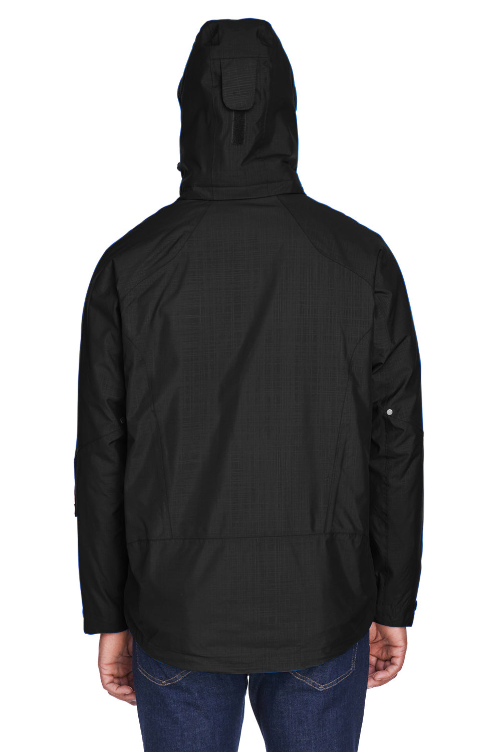 North End 88178 Mens Caprice 3-in-1 Full Zip Hooded Jacket Black Back