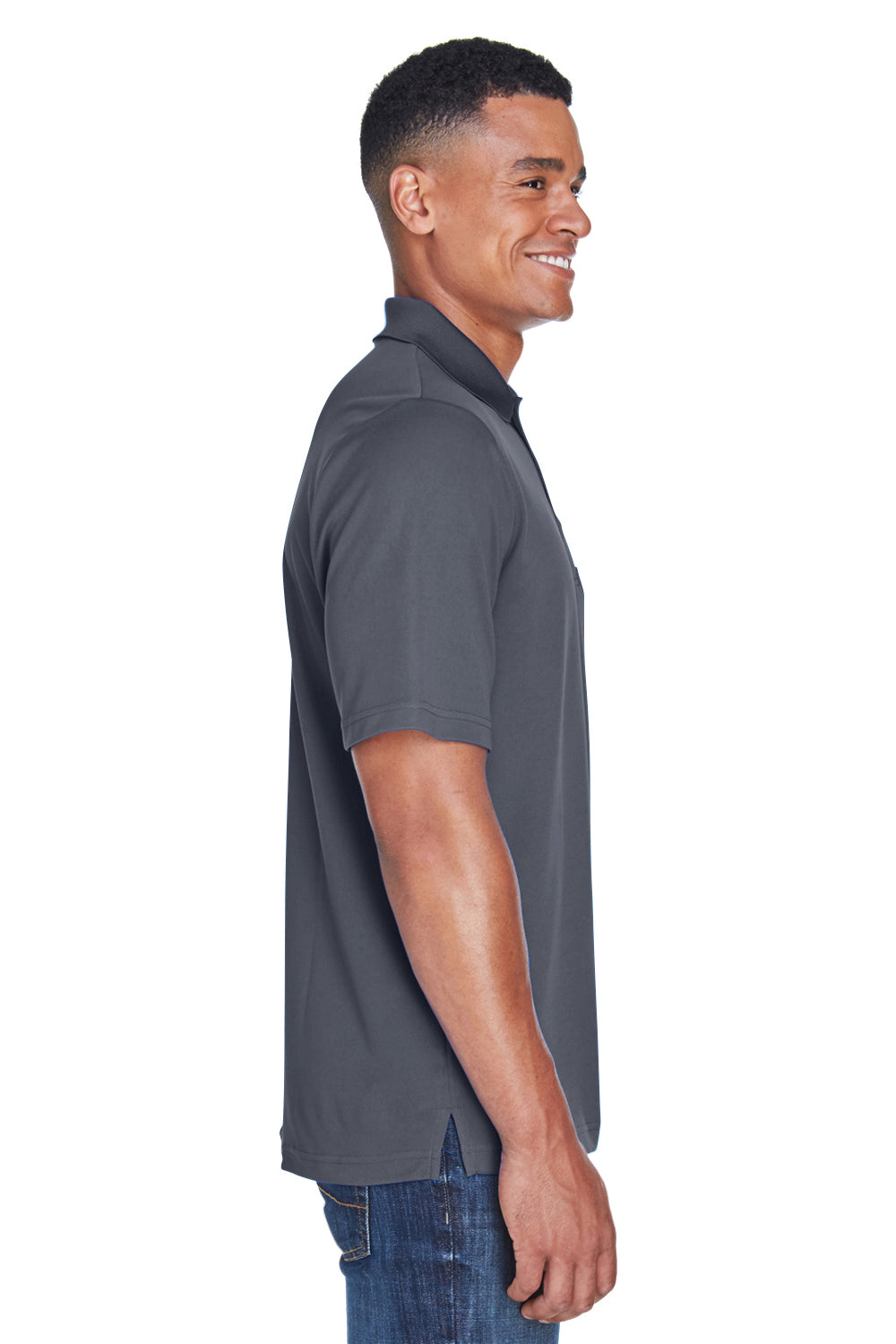 Core 365 88181P Mens Origin Performance Moisture Wicking Short Sleeve Polo Shirt w/ Pocket Carbon Grey Side