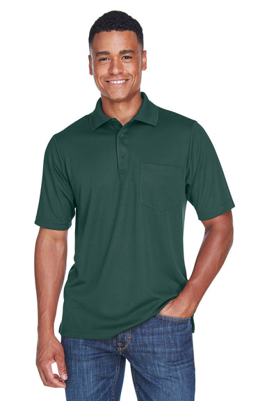 Core 365 88181P Mens Origin Performance Moisture Wicking Short Sleeve Polo Shirt w/ Pocket Forest Green Front