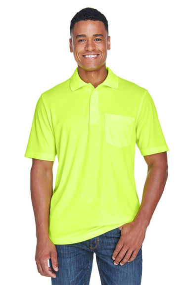 Core 365 88181P Mens Origin Performance Moisture Wicking Short Sleeve Polo Shirt w/ Pocket Safety Yellow Front