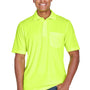 Core 365 Mens Origin Performance Moisture Wicking Short Sleeve Polo Shirt w/ Pocket - Safety Yellow