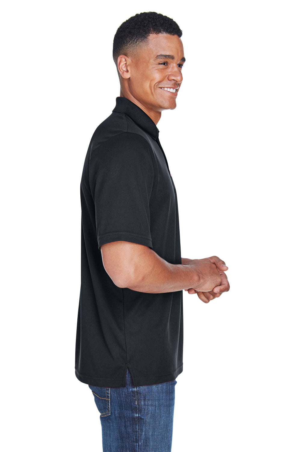 Core 365 88181P Mens Origin Performance Moisture Wicking Short Sleeve Polo Shirt w/ Pocket Black Side