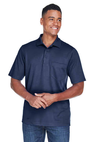 Core 365 88181P Mens Origin Performance Moisture Wicking Short Sleeve Polo Shirt w/ Pocket Navy Blue Front