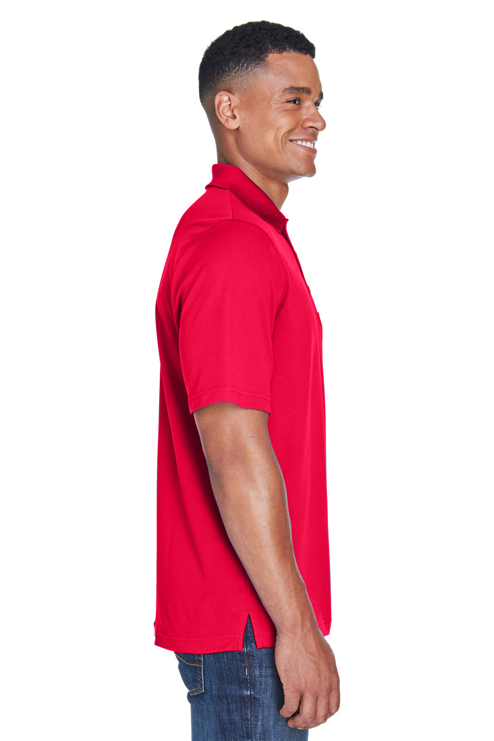 Core 365 88181P Mens Origin Performance Moisture Wicking Short Sleeve Polo Shirt w/ Pocket Red Side