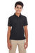 Core 365 88181Y Youth Origin Performance Moisture Wicking Short Sleeve Polo Shirt Black Front