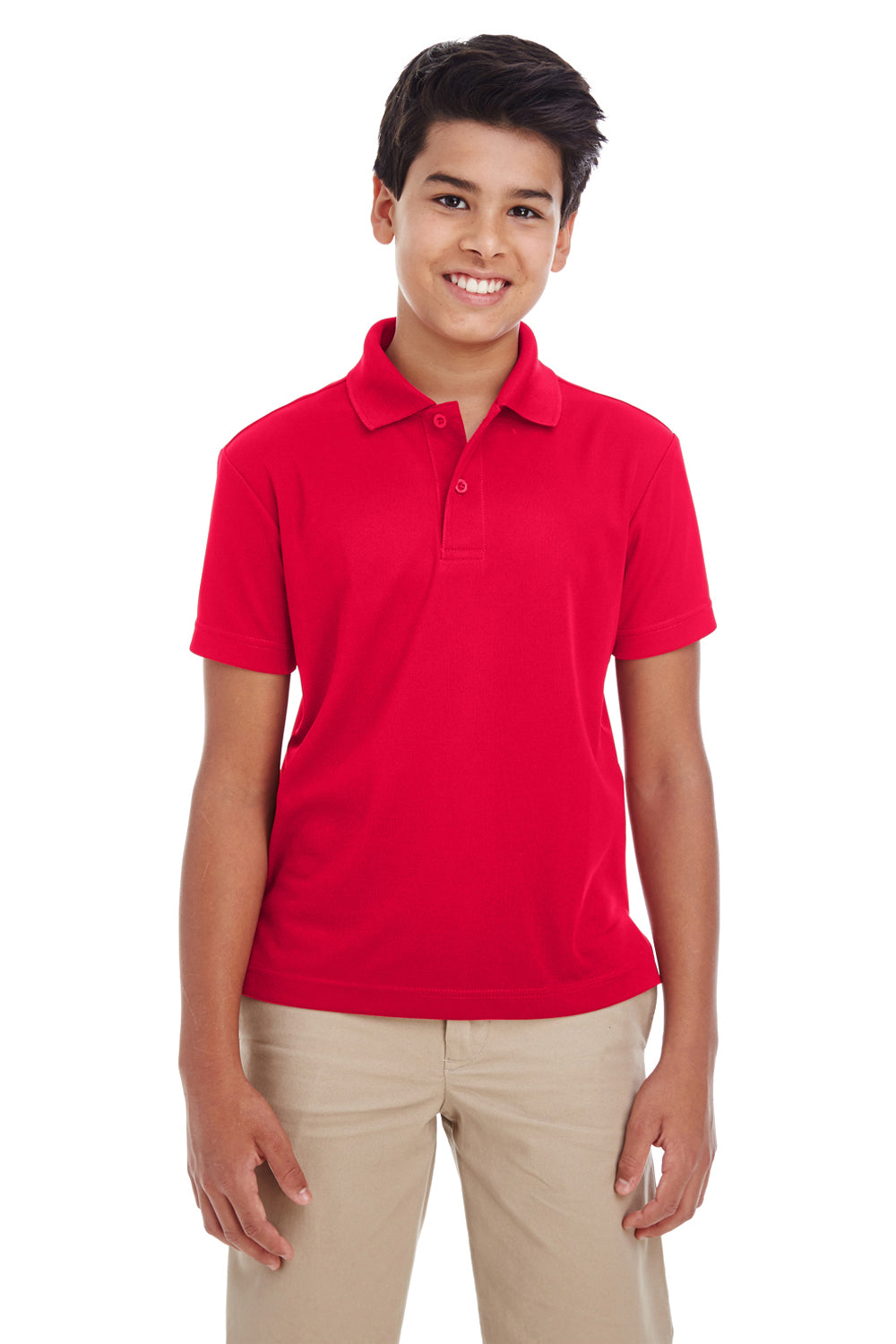 Core 365 88181Y Youth Origin Performance Moisture Wicking Short Sleeve Polo Shirt Red Front
