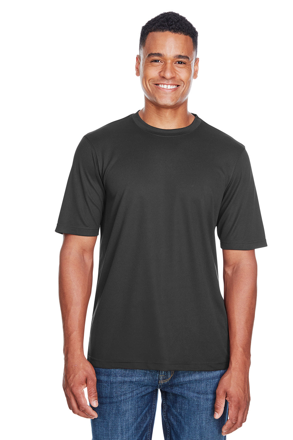 Core 365 88182 Mens Pace Performance Moisture Wicking Short Sleeve Crewneck T-Shirt Carbon Grey Front