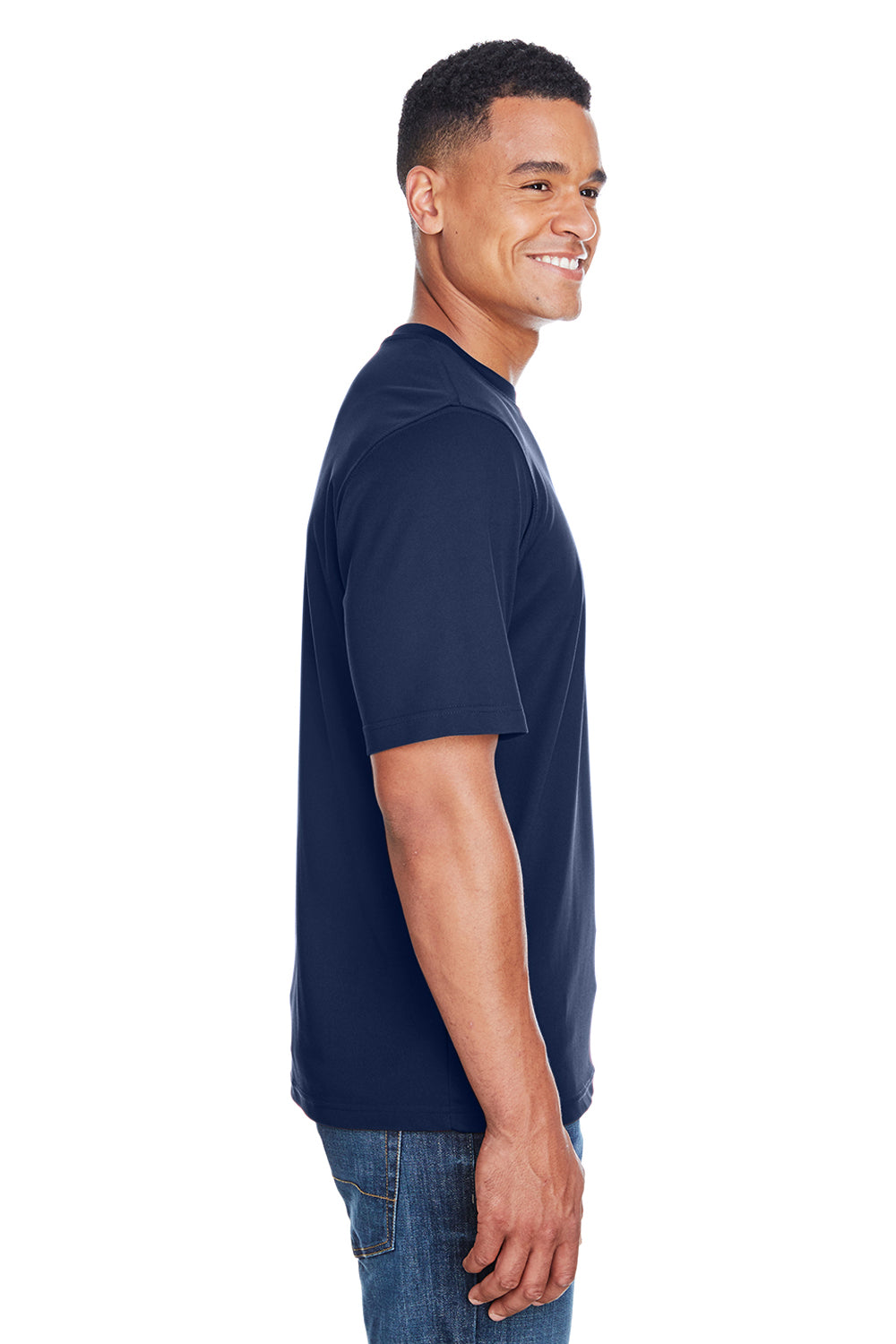 Core 365 88182 Mens Pace Performance Moisture Wicking Short Sleeve Crewneck T-Shirt Navy Blue Side
