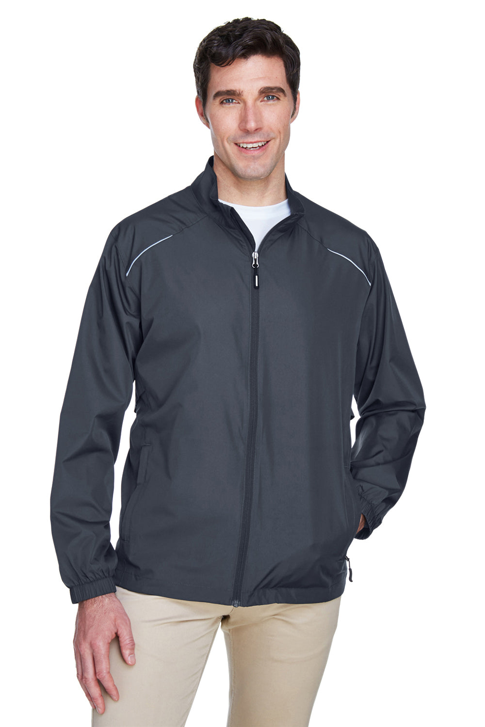Core 365 88183 Mens Motivate Water Resistant Full Zip Jacket Carbon Grey Front