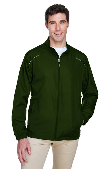 Core 365 88183 Mens Motivate Water Resistant Full Zip Jacket Forest Green Front