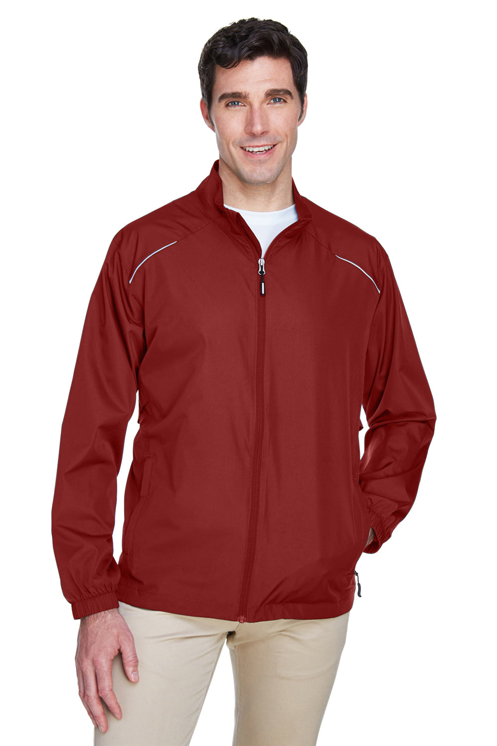 Core 365 88183 Mens Motivate Water Resistant Full Zip Jacket Red Front