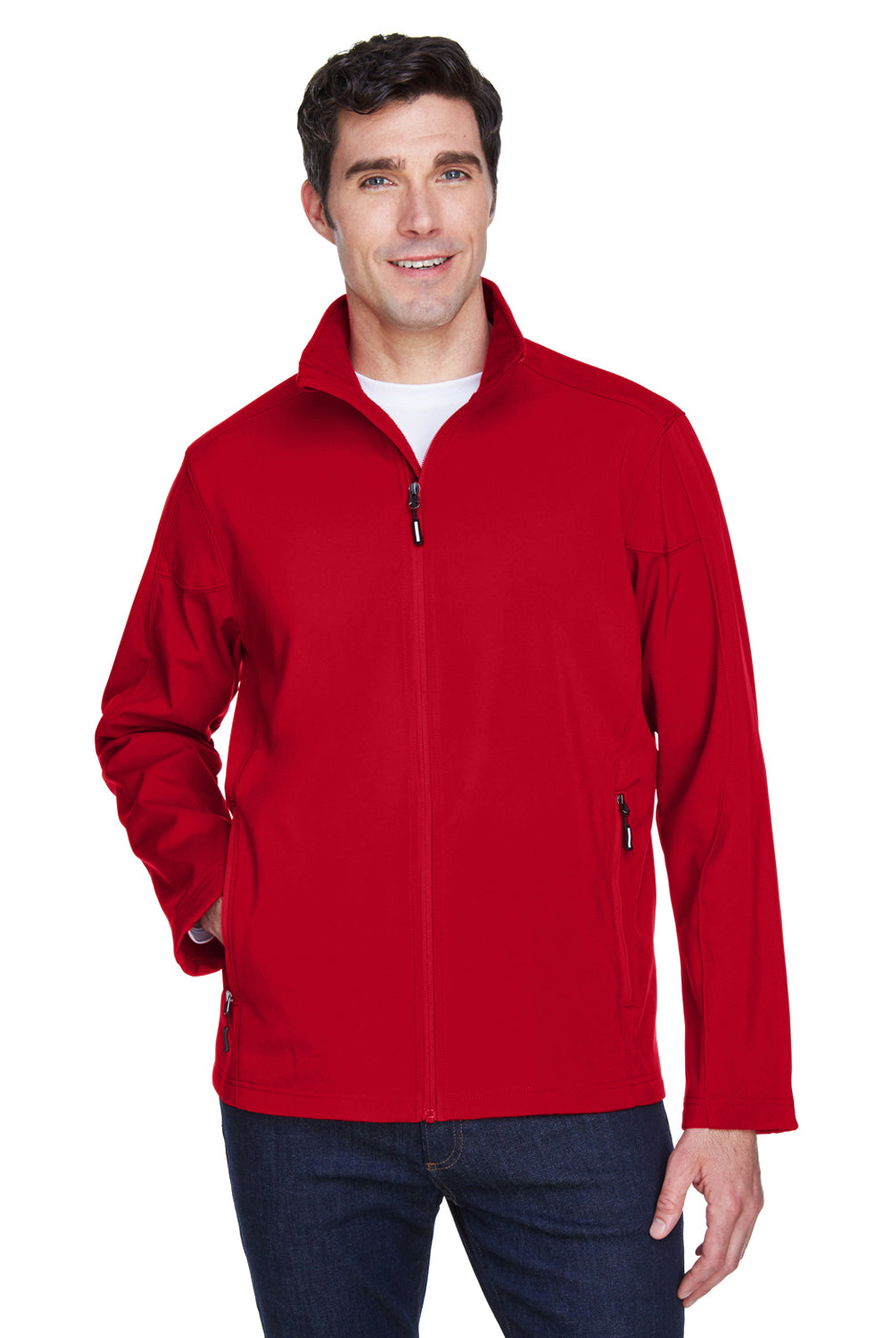 Core 365 88184 Mens Cruise Water Resistant Full Zip Jacket Red Front