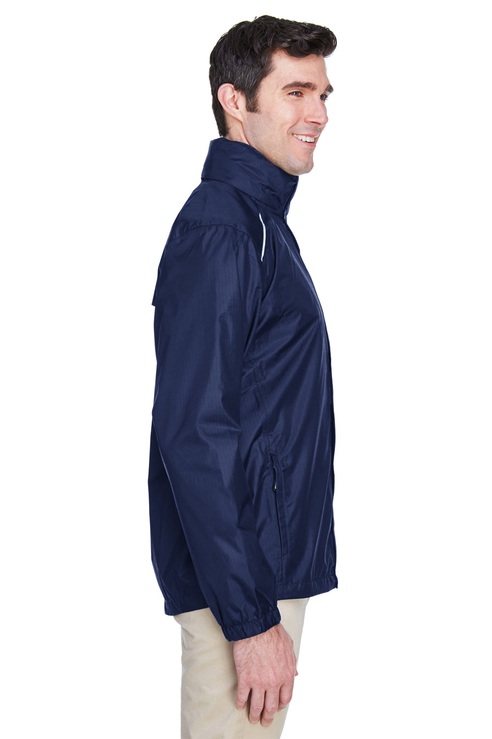 Core 365 88185 Mens Climate Waterproof Full Zip Hooded Jacket Navy Blue Side