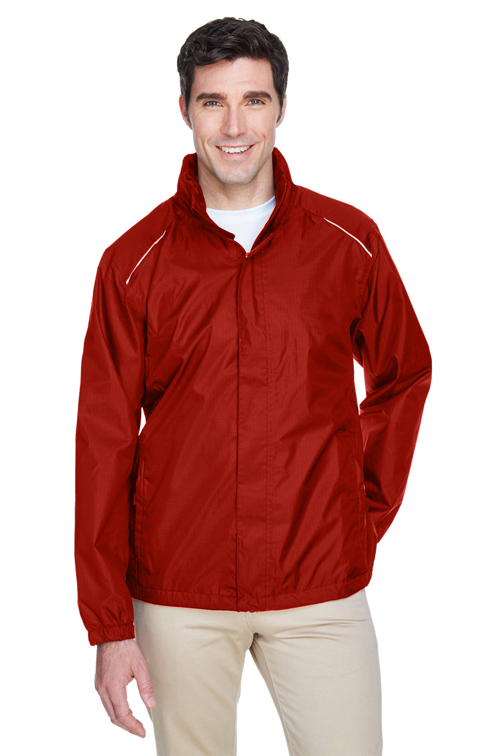 Core 365 88185 Mens Climate Waterproof Full Zip Hooded Jacket Red Front