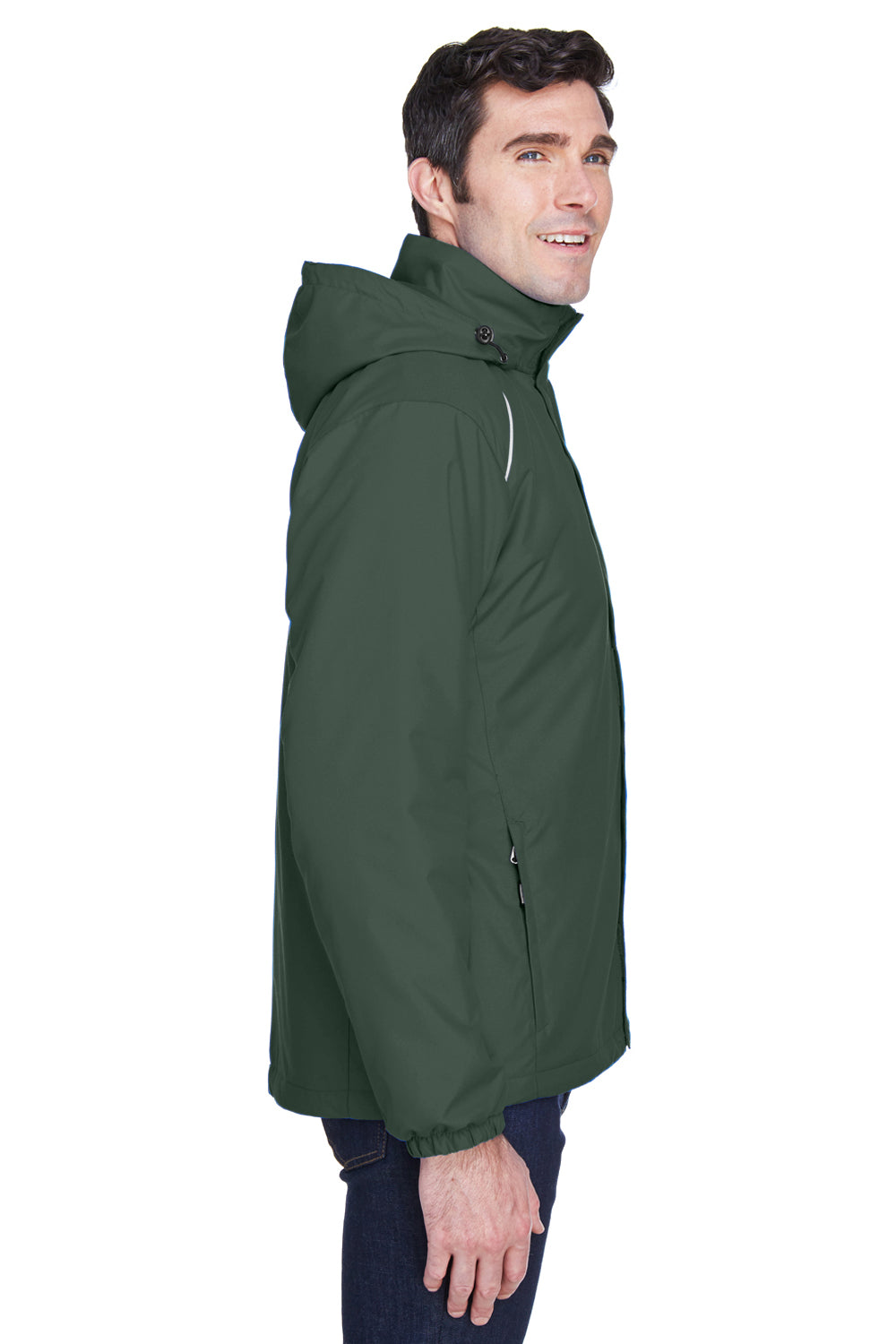 Core 365 88189 Mens Brisk Full Zip Hooded Jacket Forest Green Side