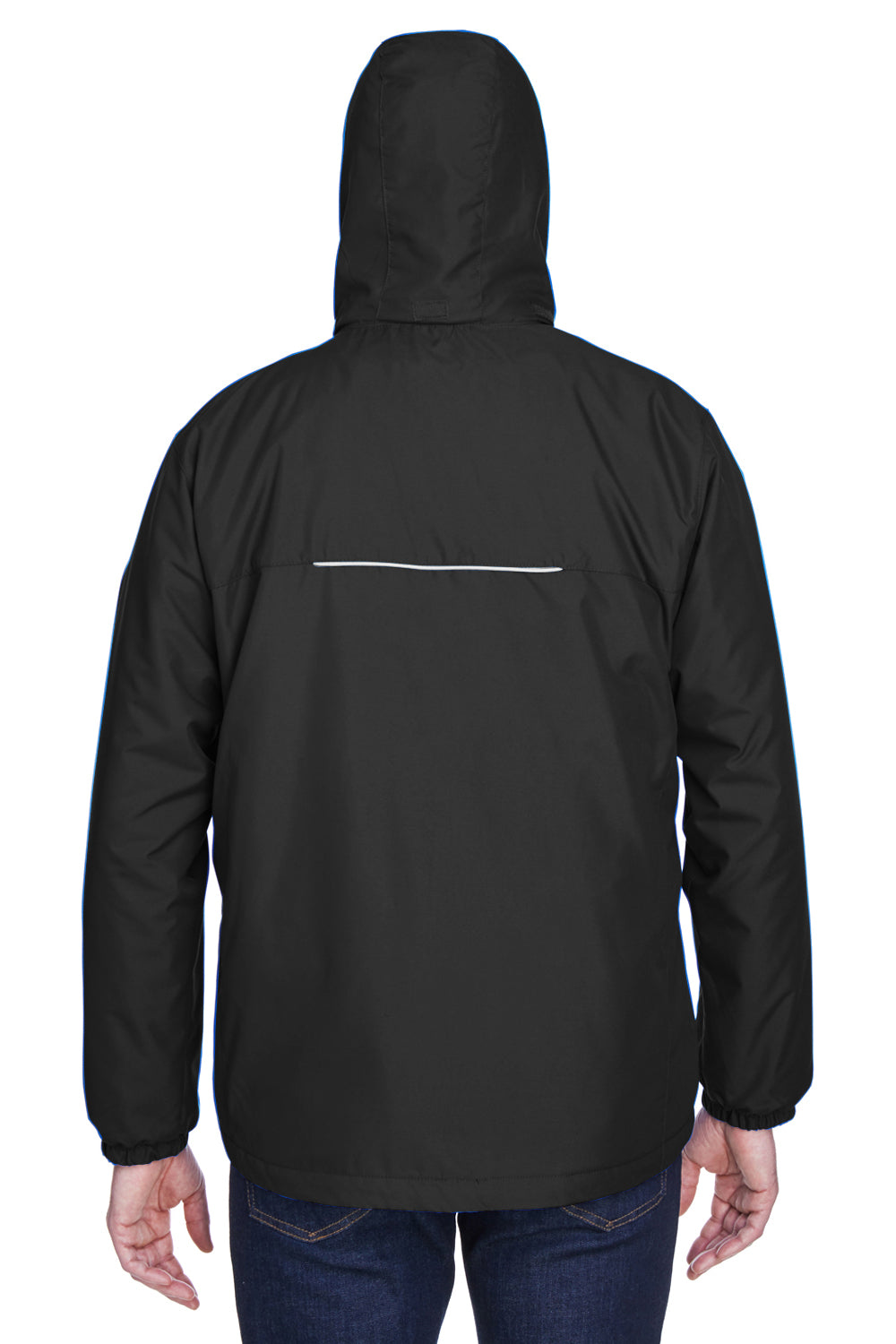 Core 365 88189 Mens Brisk Full Zip Hooded Jacket Black Back