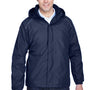 Core 365 Mens Brisk Full Zip Hooded Jacket - Classic Navy Blue