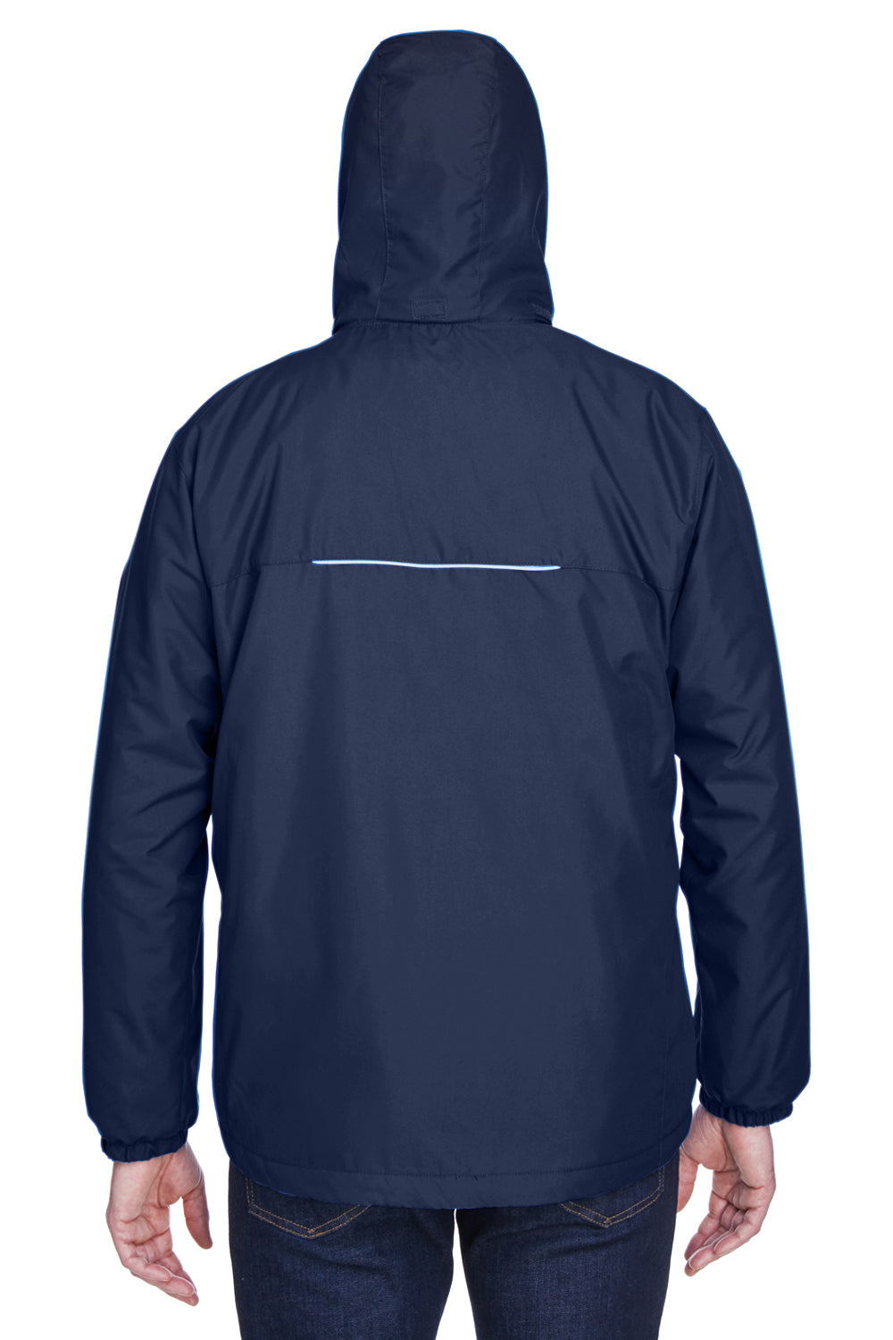 Core 365 88189 Mens Brisk Full Zip Hooded Jacket Navy Blue Back
