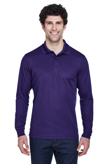 Core 365 88192 Mens Pinnacle Performance Moisture Wicking Long Sleeve Polo Shirt Purple Front