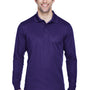 Core 365 Mens Pinnacle Performance Moisture Wicking Long Sleeve Polo Shirt - Campus Purple