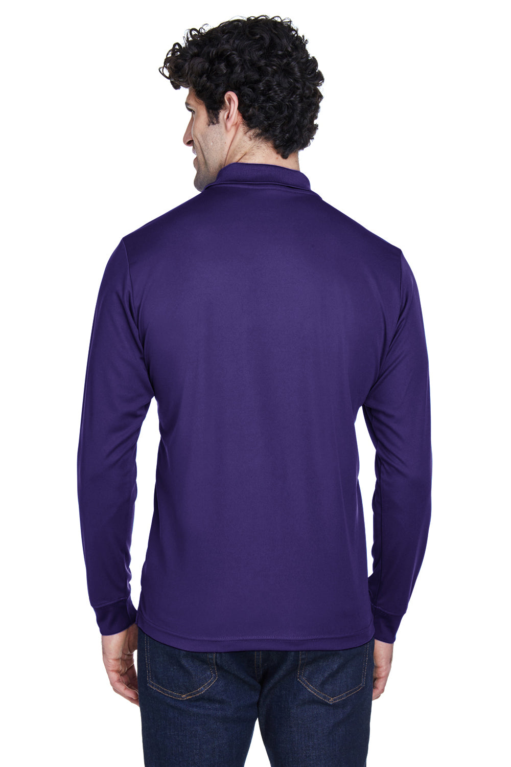 Core 365 88192 Mens Pinnacle Performance Moisture Wicking Long Sleeve Polo Shirt Purple Back