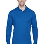 Core 365 Mens Pinnacle Performance Moisture Wicking Long Sleeve Polo Shirt - True Royal Blue