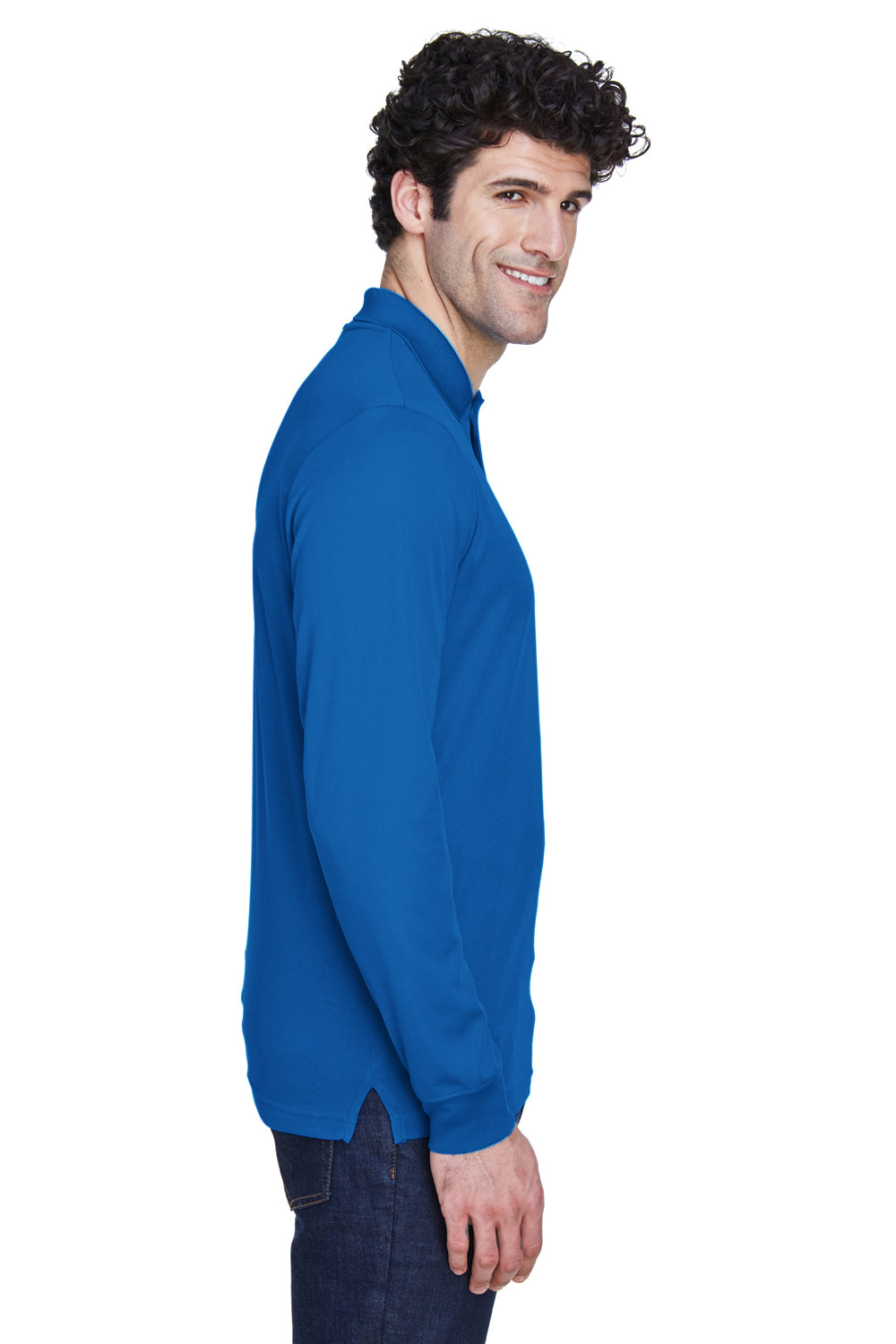 Core 365 88192 Mens Pinnacle Performance Moisture Wicking Long Sleeve Polo Shirt Royal Blue Side