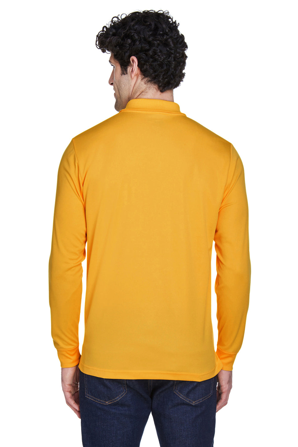 Core 365 88192 Mens Pinnacle Performance Moisture Wicking Long Sleeve Polo Shirt Gold Back