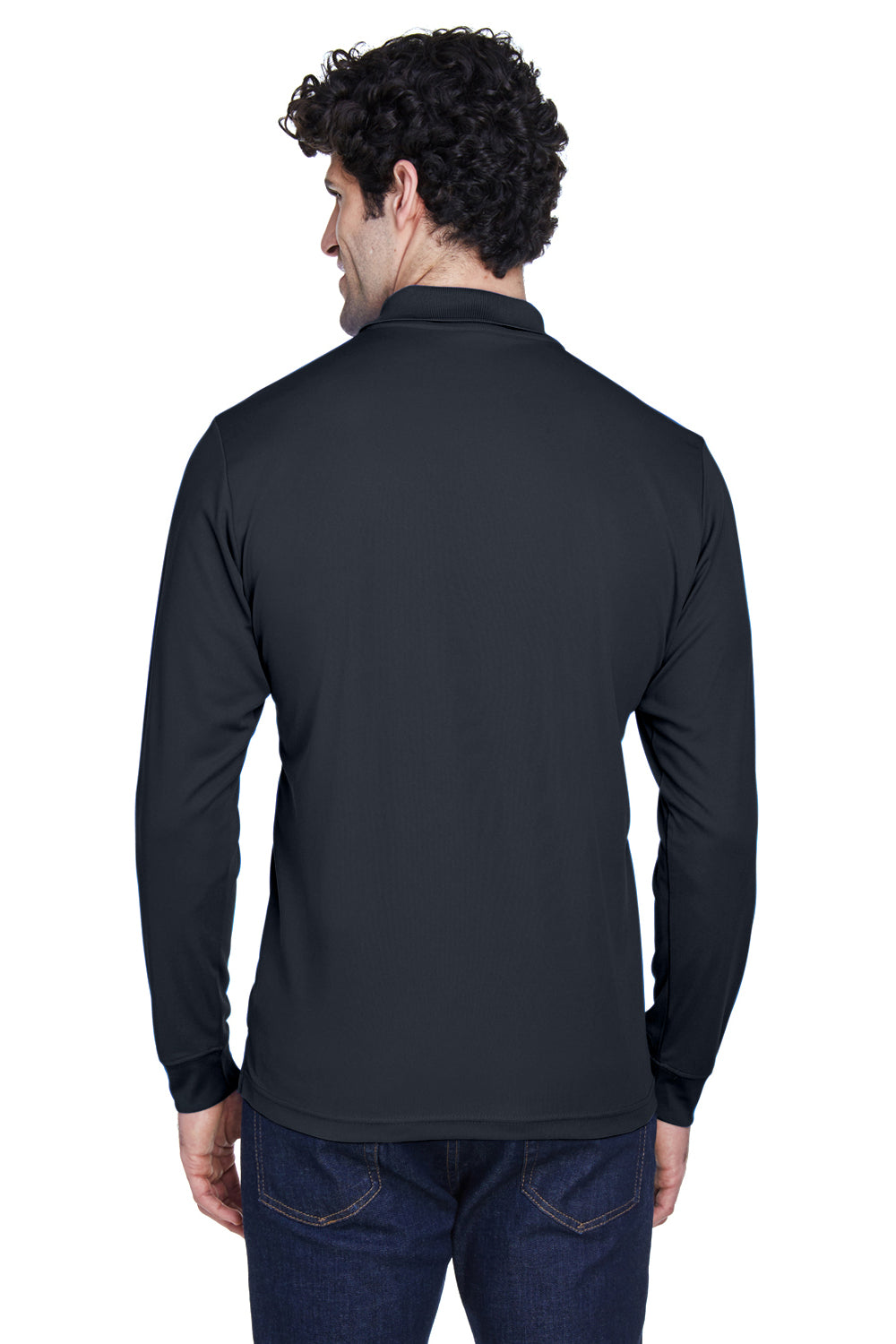 Core 365 88192 Mens Pinnacle Performance Moisture Wicking Long Sleeve Polo Shirt Carbon Grey Back